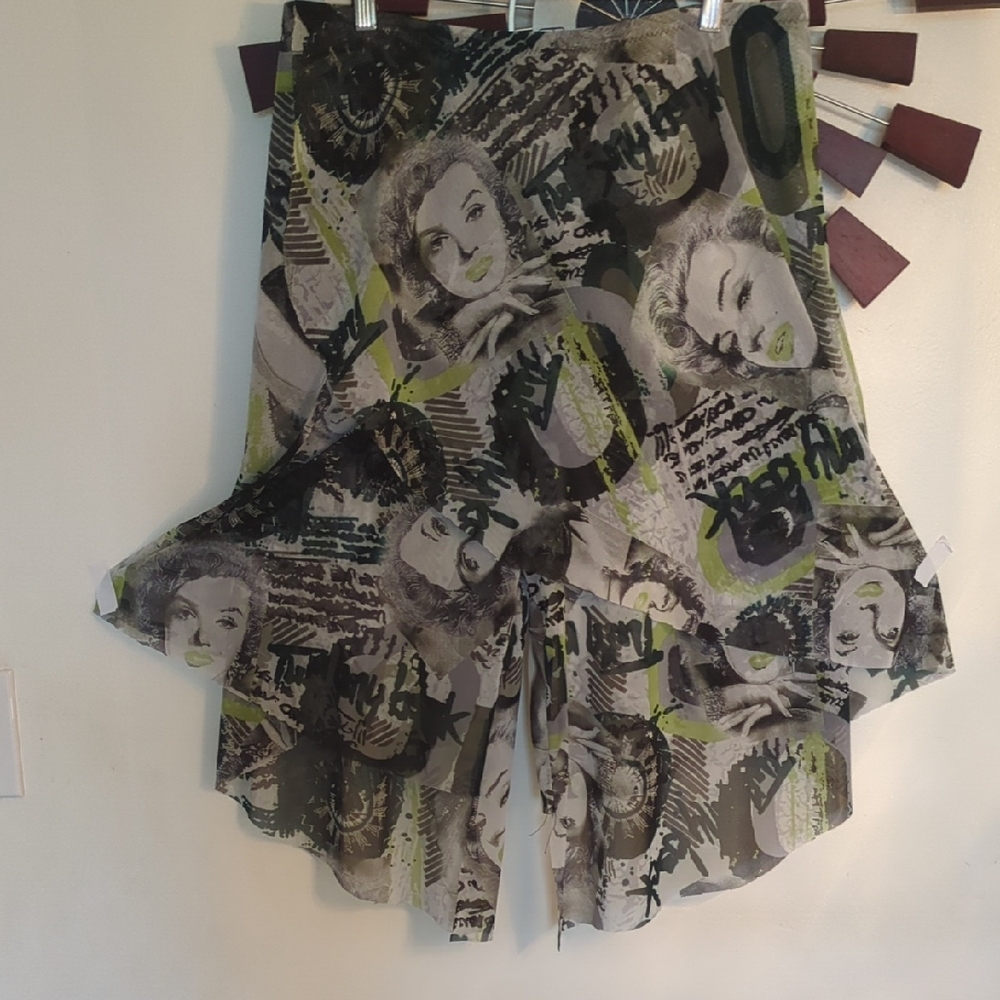 Chocolate Soft Chocolates Gray and Lime Green Graphic pants, size 10.